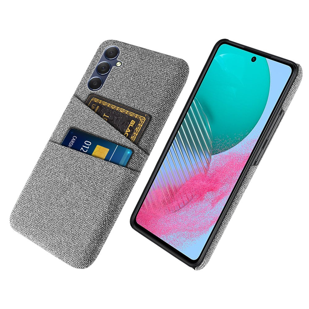 Phone Case for Samsung Galaxy M54 5G / F54 5G , PC + Cloth Anti-drop Cover with Dual Card Slots - Light Grey
