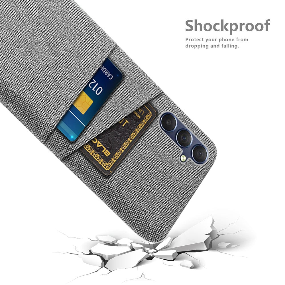 Phone Case for Samsung Galaxy M54 5G / F54 5G , PC + Cloth Anti-drop Cover with Dual Card Slots - Light Grey