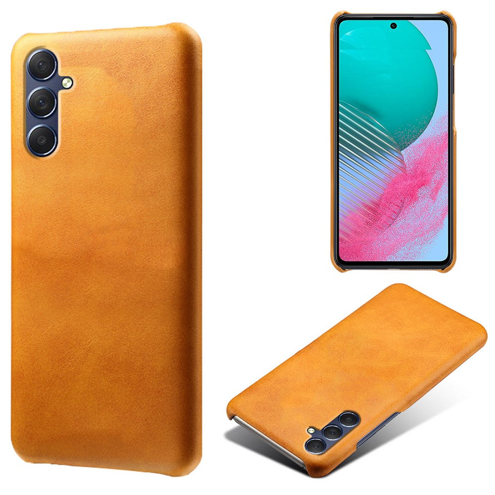 For Samsung Galaxy M54 5G / F54 5G Calf Texture Phone Case Shockproof PU Leather+PC Smartphone Cover - Orange