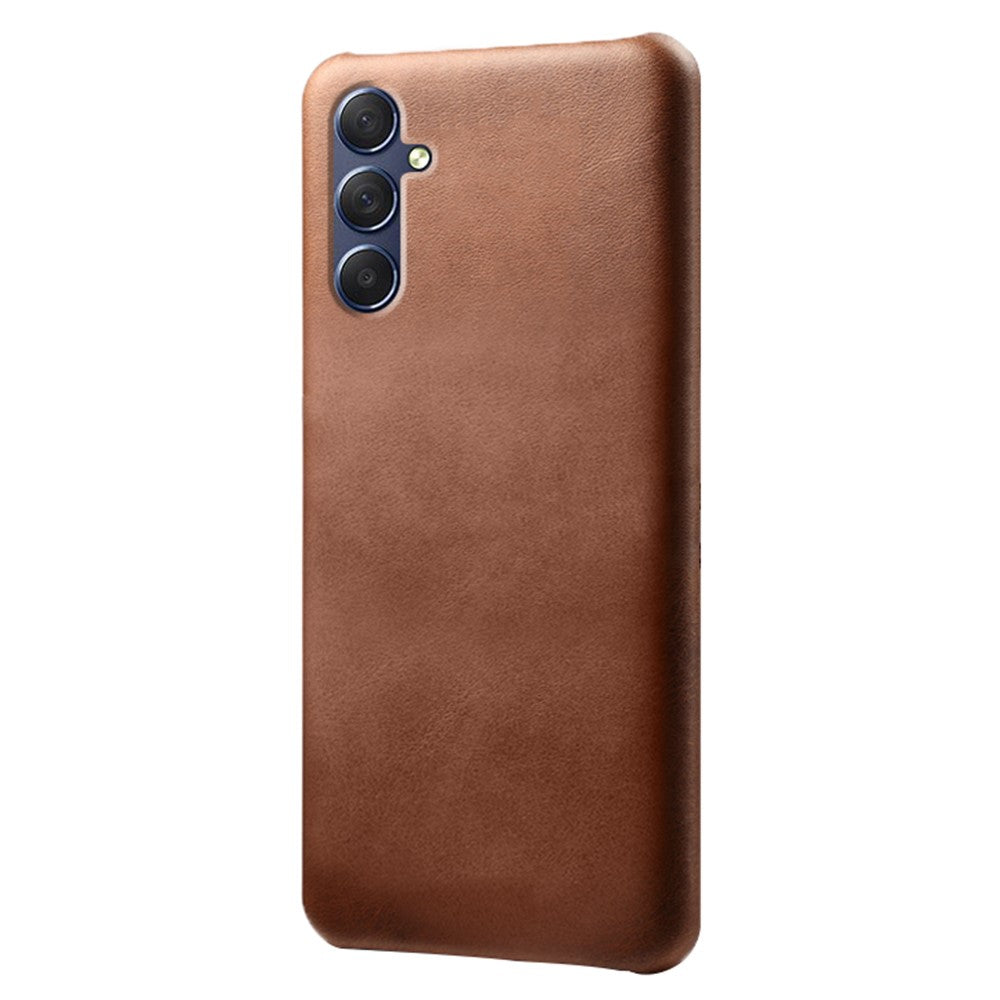 For Samsung Galaxy M54 5G / F54 5G Calf Texture Phone Case Shockproof PU Leather+PC Smartphone Cover - Brown