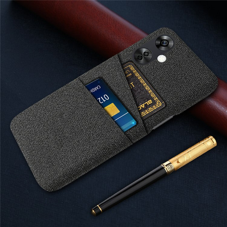 For OnePlus Nord CE3 5G / CE 3 Lite 5G / Nord N30 5G Cell Phone Case Hard PC + Cloth Mobile Phone Cover with Dual Card Slots - Black