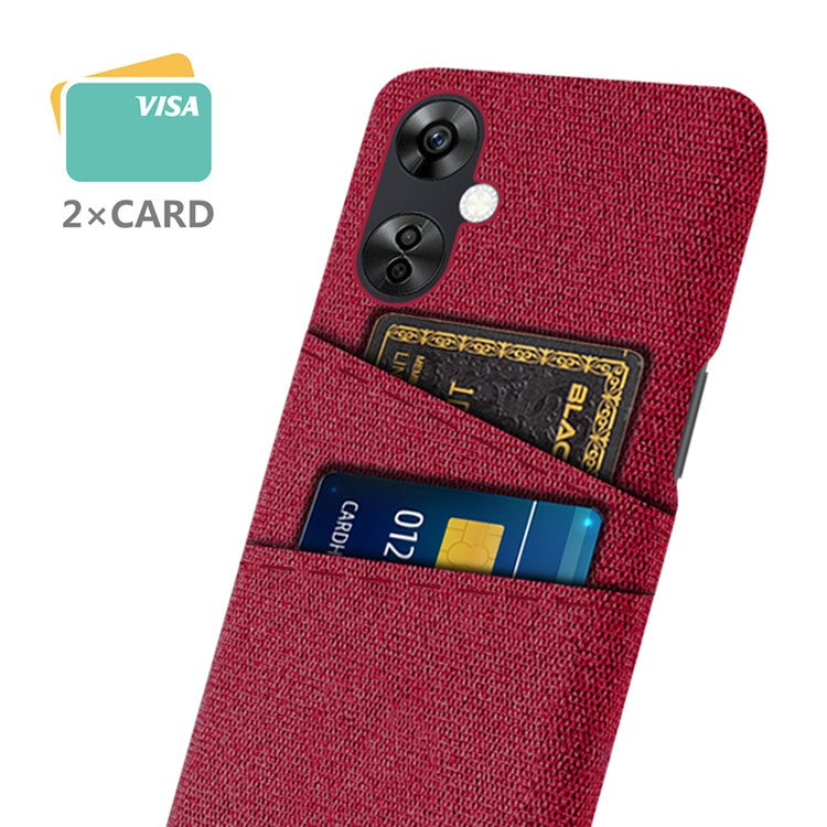 For OnePlus Nord CE3 5G / CE 3 Lite 5G / Nord N30 5G Cell Phone Case Hard PC + Cloth Mobile Phone Cover with Dual Card Slots - Red