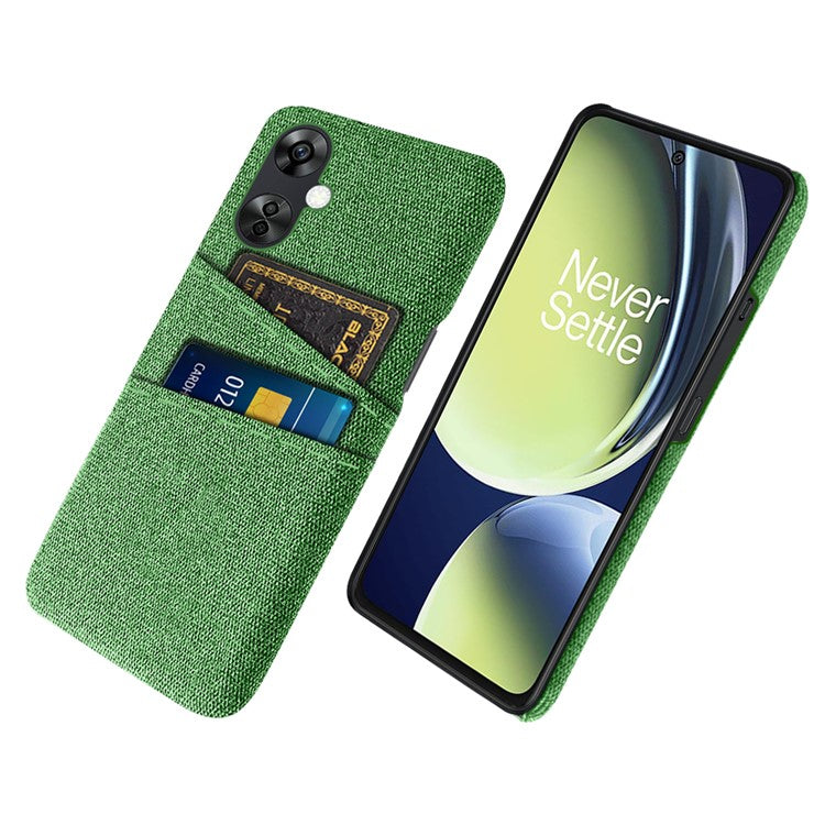 For OnePlus Nord CE3 5G / CE 3 Lite 5G / Nord N30 5G Cell Phone Case Hard PC + Cloth Mobile Phone Cover with Dual Card Slots - Green