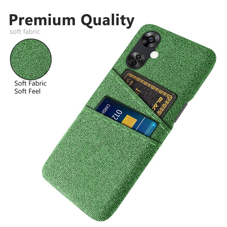 For OnePlus Nord CE3 5G / CE 3 Lite 5G / Nord N30 5G Cell Phone Case Hard PC + Cloth Mobile Phone Cover with Dual Card Slots - Green