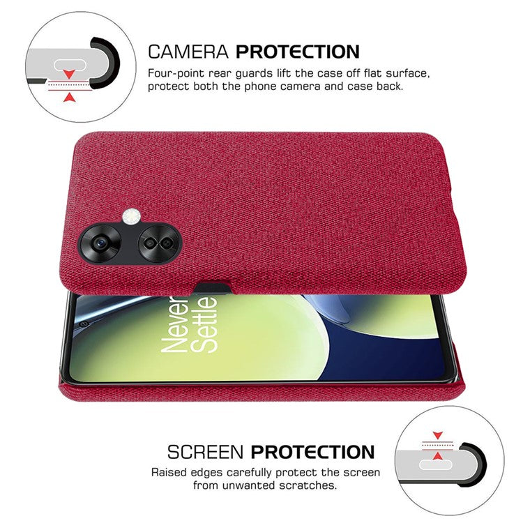For OnePlus Nord CE3 5G / CE 3 Lite 5G / Nord N30 5G Shockproof Non-Slip Case Cloth+Hard PC Protective Phone Cover - Red