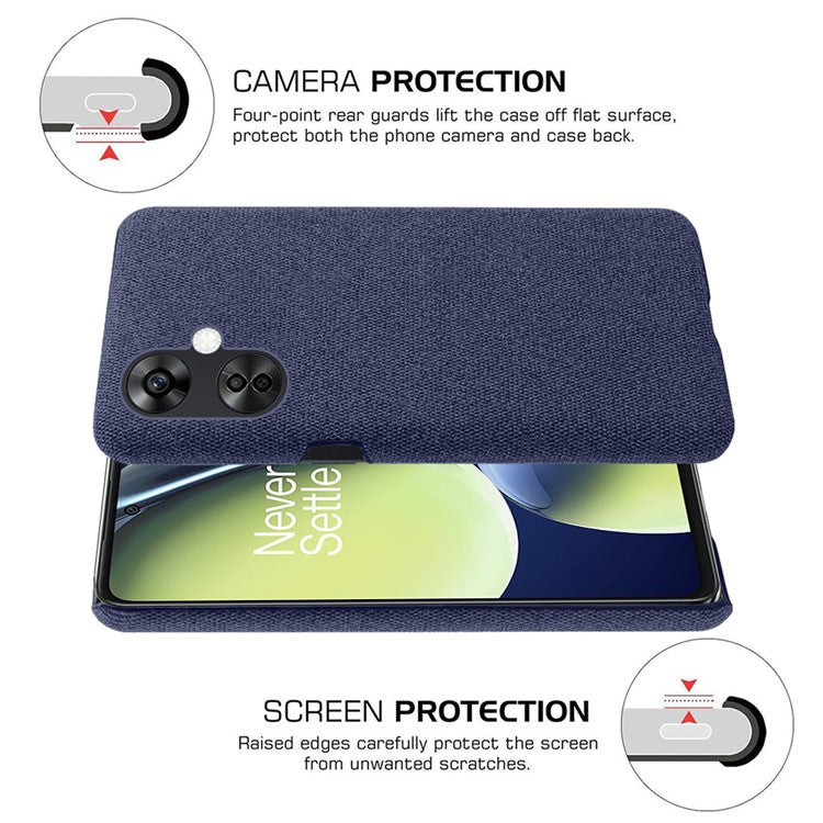 For OnePlus Nord CE3 5G / CE 3 Lite 5G / Nord N30 5G Shockproof Non-Slip Case Cloth+Hard PC Protective Phone Cover - Blue