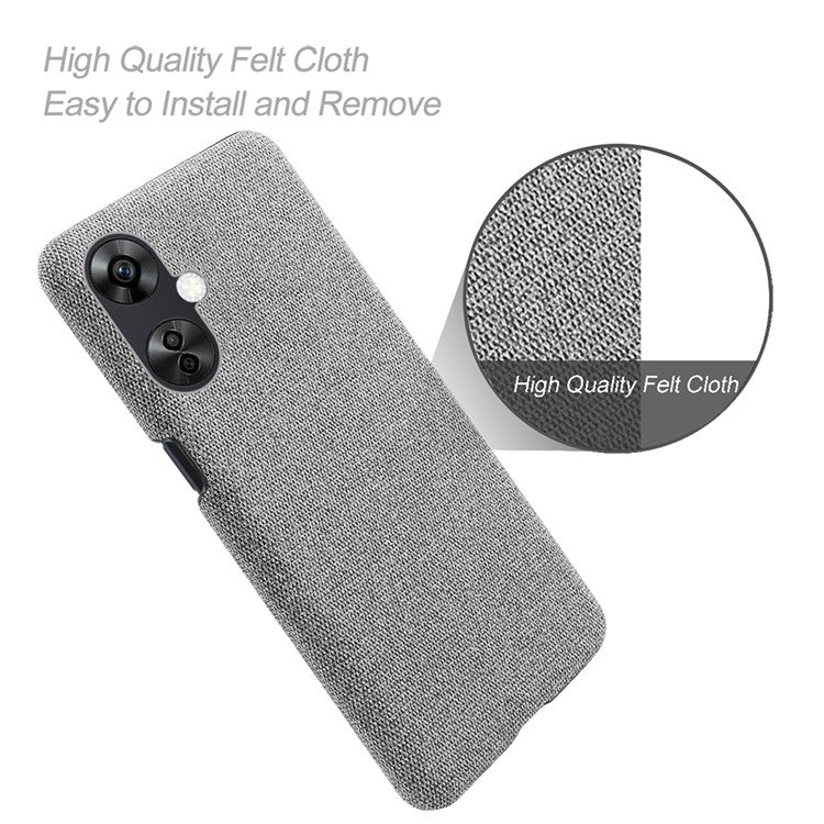 For OnePlus Nord CE3 5G / CE 3 Lite 5G / Nord N30 5G Shockproof Non-Slip Case Cloth+Hard PC Protective Phone Cover - Light Grey