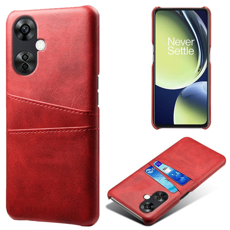 For OnePlus Nord CE3 5G / CE 3 Lite 5G / Nord N30 5G PU Leather Coated PC Case Cover Mobile Phone Shell with Dual Card Slots - Red