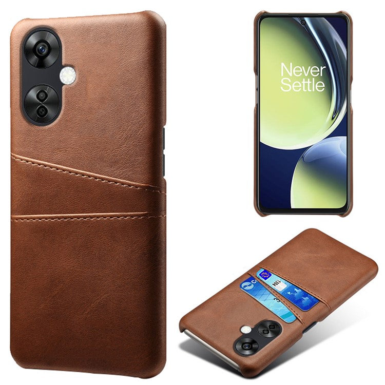 For OnePlus Nord CE3 5G / CE 3 Lite 5G / Nord N30 5G PU Leather Coated PC Case Cover Mobile Phone Shell with Dual Card Slots - Brown