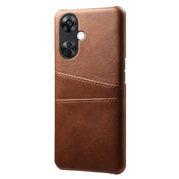 For OnePlus Nord CE3 5G / CE 3 Lite 5G / Nord N30 5G PU Leather Coated PC Case Cover Mobile Phone Shell with Dual Card Slots - Brown