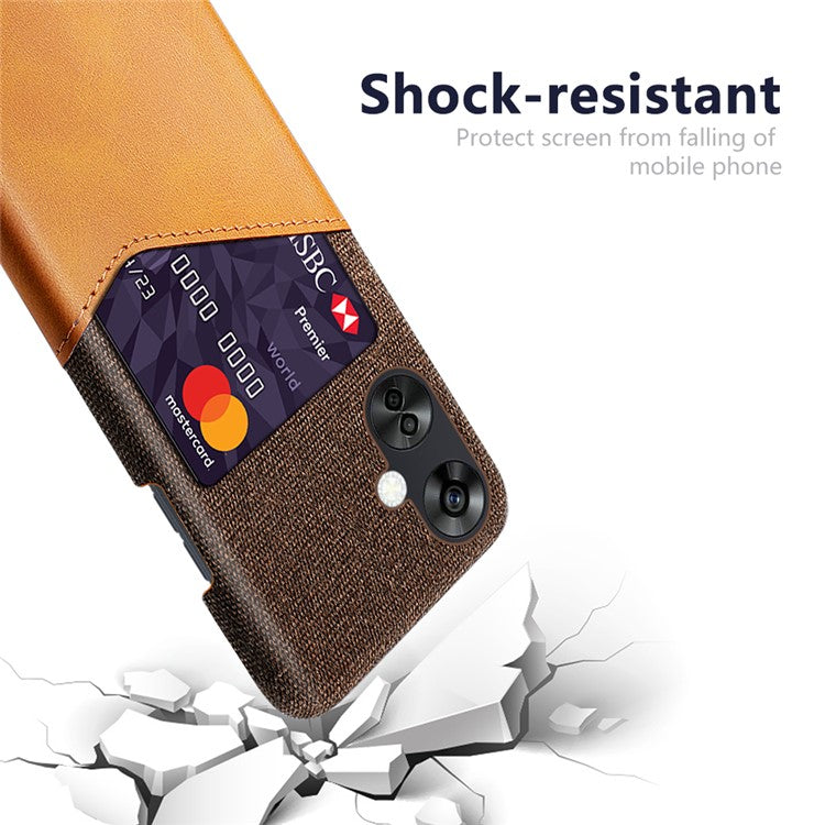 Cloth Texture Phone Case for OnePlus Nord CE3 5G / CE 3 Lite 5G / Nord N30 5G , PU Leather+PC Card Holder Cover - Orange