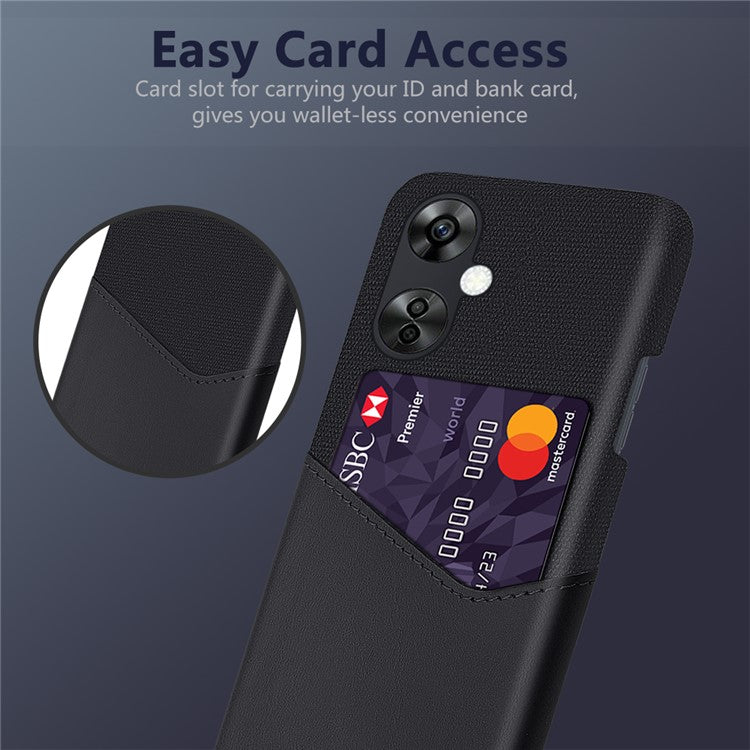 Cloth Texture Phone Case for OnePlus Nord CE3 5G / CE 3 Lite 5G / Nord N30 5G , PU Leather+PC Card Holder Cover - Black