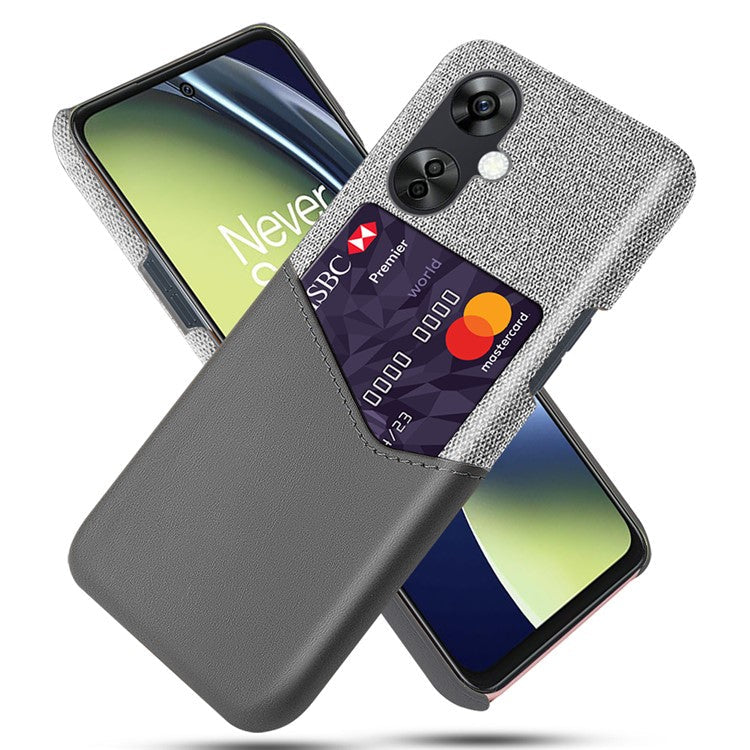 Cloth Texture Phone Case for OnePlus Nord CE3 5G / CE 3 Lite 5G / Nord N30 5G , PU Leather+PC Card Holder Cover - Grey