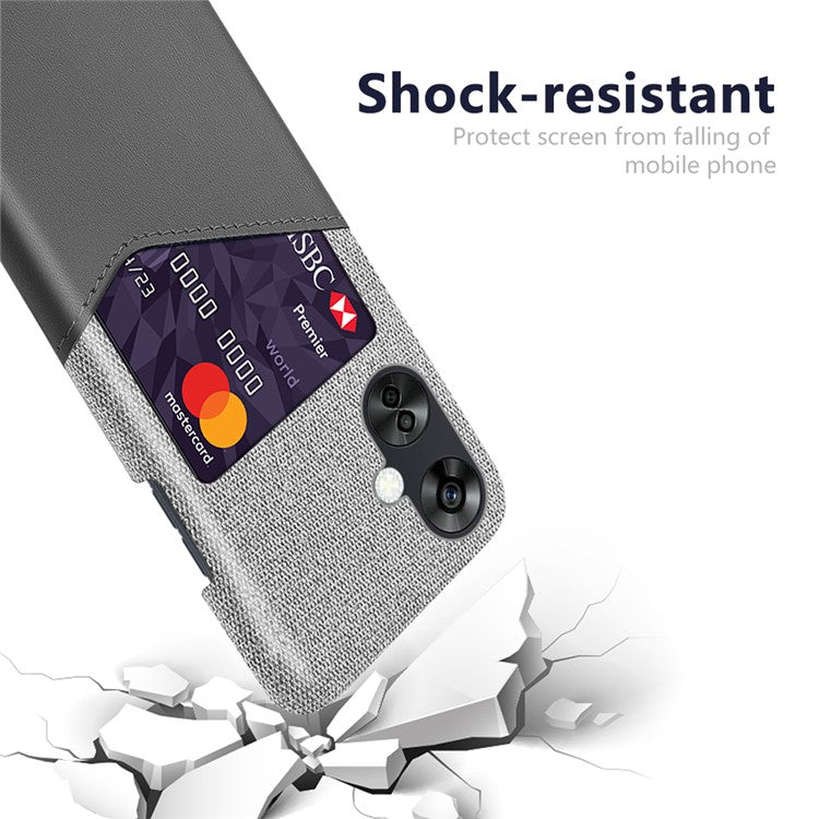 Cloth Texture Phone Case for OnePlus Nord CE3 5G / CE 3 Lite 5G / Nord N30 5G , PU Leather+PC Card Holder Cover - Grey