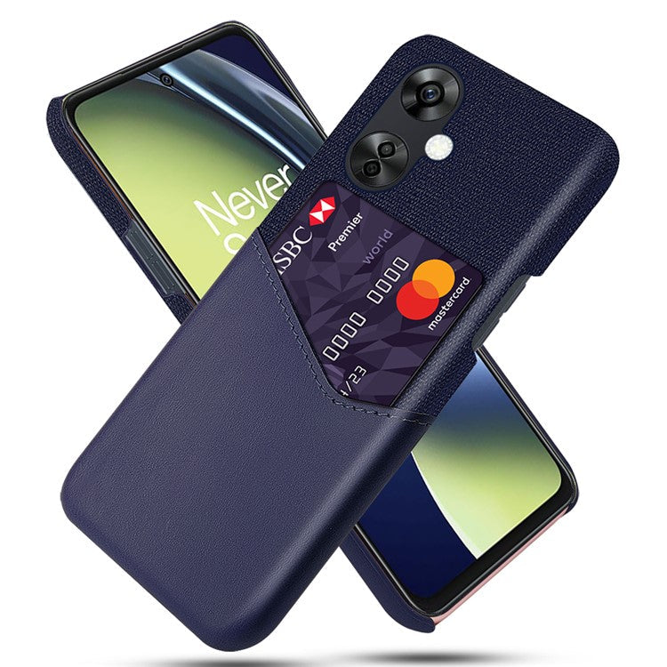 Cloth Texture Phone Case for OnePlus Nord CE3 5G / CE 3 Lite 5G / Nord N30 5G , PU Leather+PC Card Holder Cover - Blue
