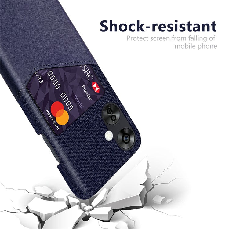 Cloth Texture Phone Case for OnePlus Nord CE3 5G / CE 3 Lite 5G / Nord N30 5G , PU Leather+PC Card Holder Cover - Blue