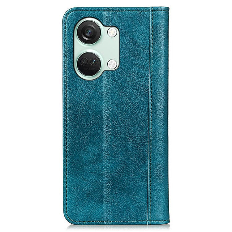 For OnePlus Nord 3 5G / Ace 2V Cell Phone Cover Wallet Split Leather Magnetic Closure Litchi Texture Phone Case - Green
