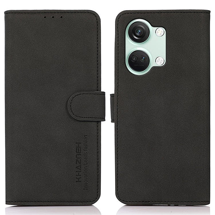 KHAZNEH For OnePlus Nord 3 5G / Ace 2V Anti-Fingerprint Textured Phone Case PU Leather Wallet Stand Phone Cover - Black