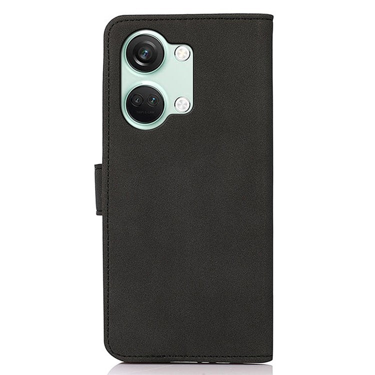 KHAZNEH For OnePlus Nord 3 5G / Ace 2V Anti-Fingerprint Textured Phone Case PU Leather Wallet Stand Phone Cover - Black