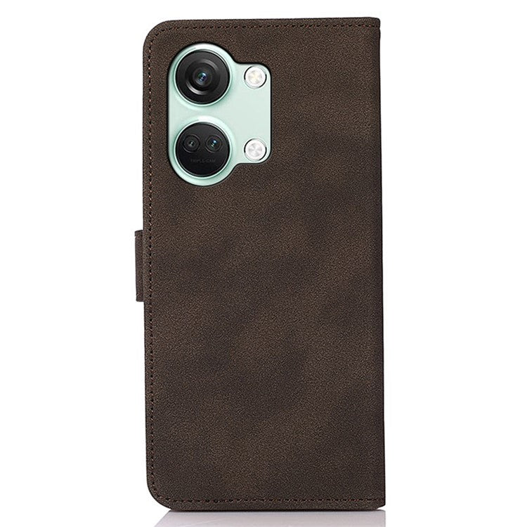 KHAZNEH For OnePlus Nord 3 5G / Ace 2V Anti-Fingerprint Textured Phone Case PU Leather Wallet Stand Phone Cover - Brown