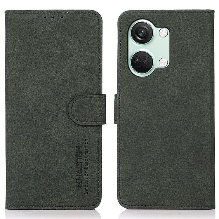 KHAZNEH For OnePlus Nord 3 5G / Ace 2V Anti-Fingerprint Textured Phone Case PU Leather Wallet Stand Phone Cover - Green