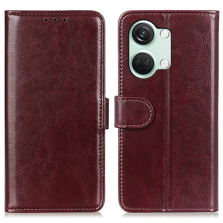 For OnePlus Nord 3 5G / Ace 2V Crazy Horse Texture Flip Phone Cover Wallet TPU+PU Leather Stand Case - Brown