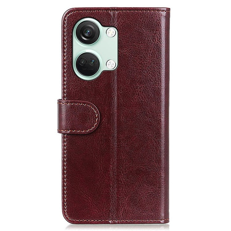 For OnePlus Nord 3 5G / Ace 2V Crazy Horse Texture Flip Phone Cover Wallet TPU+PU Leather Stand Case - Brown