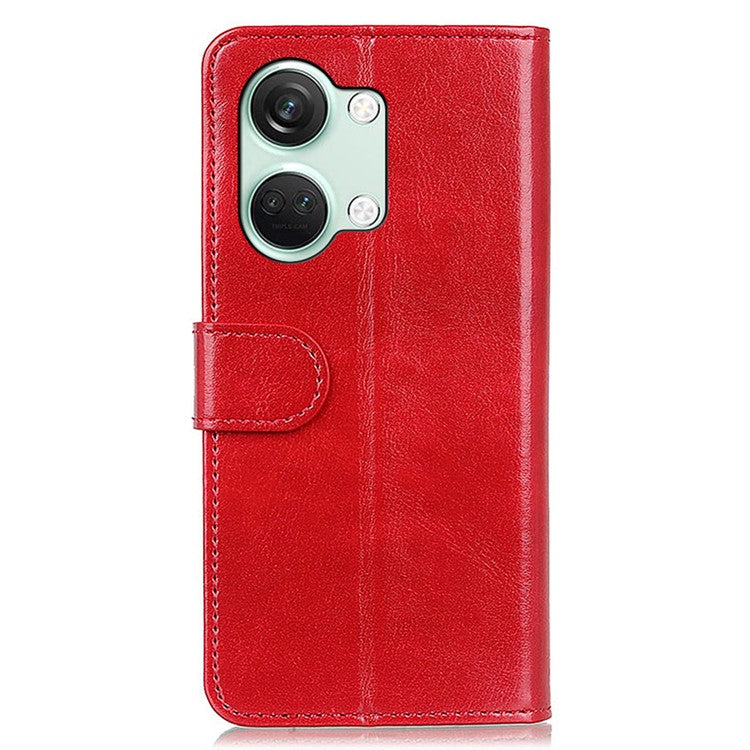 For OnePlus Nord 3 5G / Ace 2V Crazy Horse Texture Flip Phone Cover Wallet TPU+PU Leather Stand Case - Red