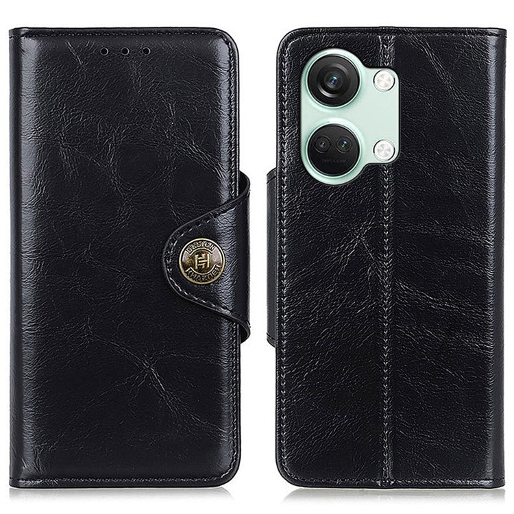 KHAZNEH Phone Wallet Case for OnePlus Nord 3 5G / Ace 2V Stand Flip PU Leather Shell Cover - Black