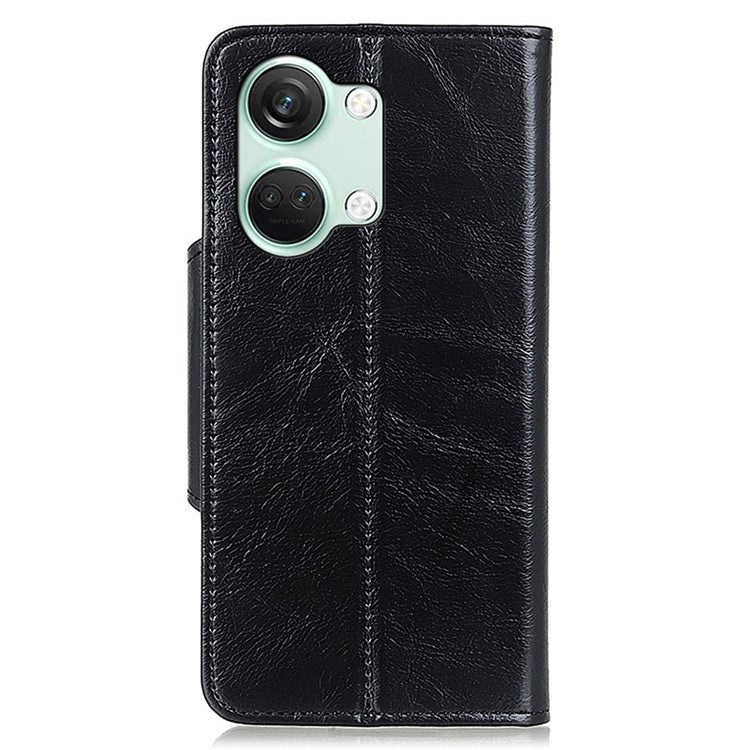 KHAZNEH Phone Wallet Case for OnePlus Nord 3 5G / Ace 2V Stand Flip PU Leather Shell Cover - Black
