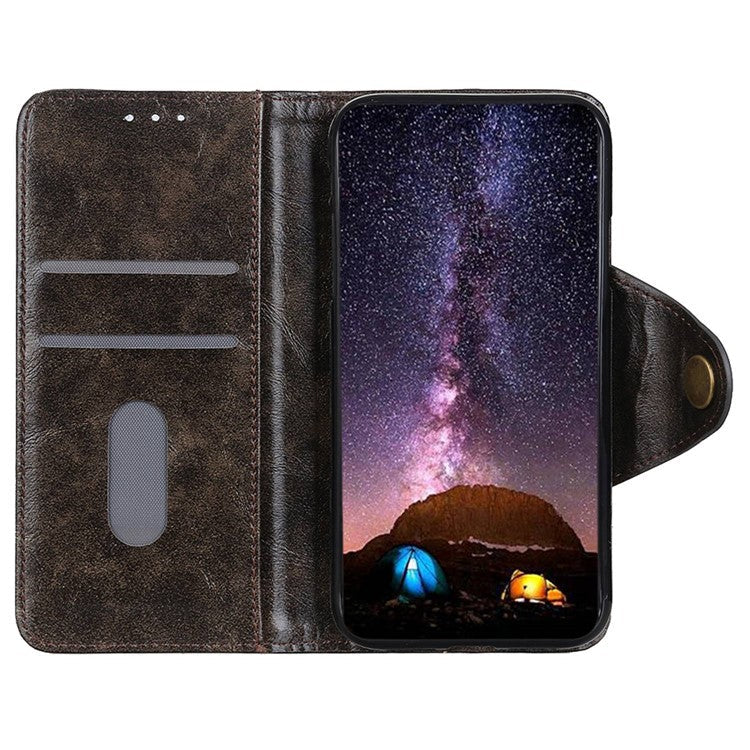 KHAZNEH Phone Wallet Case for OnePlus Nord 3 5G / Ace 2V Stand Flip PU Leather Shell Cover - Coffee