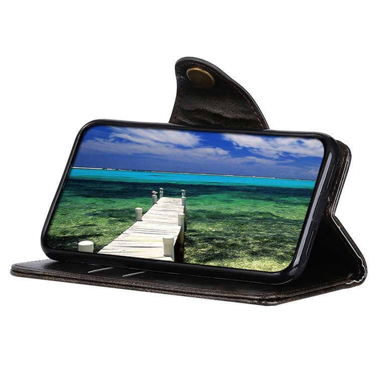 KHAZNEH Phone Wallet Case for OnePlus Nord 3 5G / Ace 2V Stand Flip PU Leather Shell Cover - Coffee