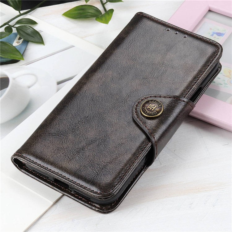 KHAZNEH Phone Wallet Case for OnePlus Nord 3 5G / Ace 2V Stand Flip PU Leather Shell Cover - Coffee