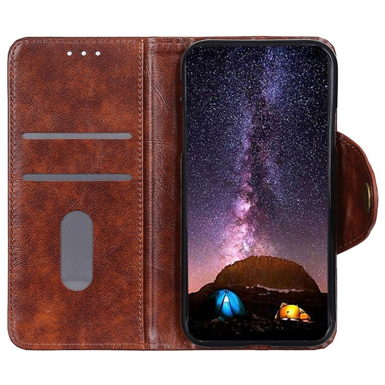 KHAZNEH Phone Wallet Case for OnePlus Nord 3 5G / Ace 2V Stand Flip PU Leather Shell Cover - Brown