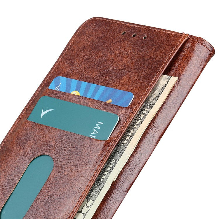 KHAZNEH Phone Wallet Case for OnePlus Nord 3 5G / Ace 2V Stand Flip PU Leather Shell Cover - Brown