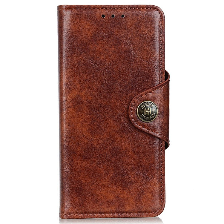 KHAZNEH Phone Wallet Case for OnePlus Nord 3 5G / Ace 2V Stand Flip PU Leather Shell Cover - Brown