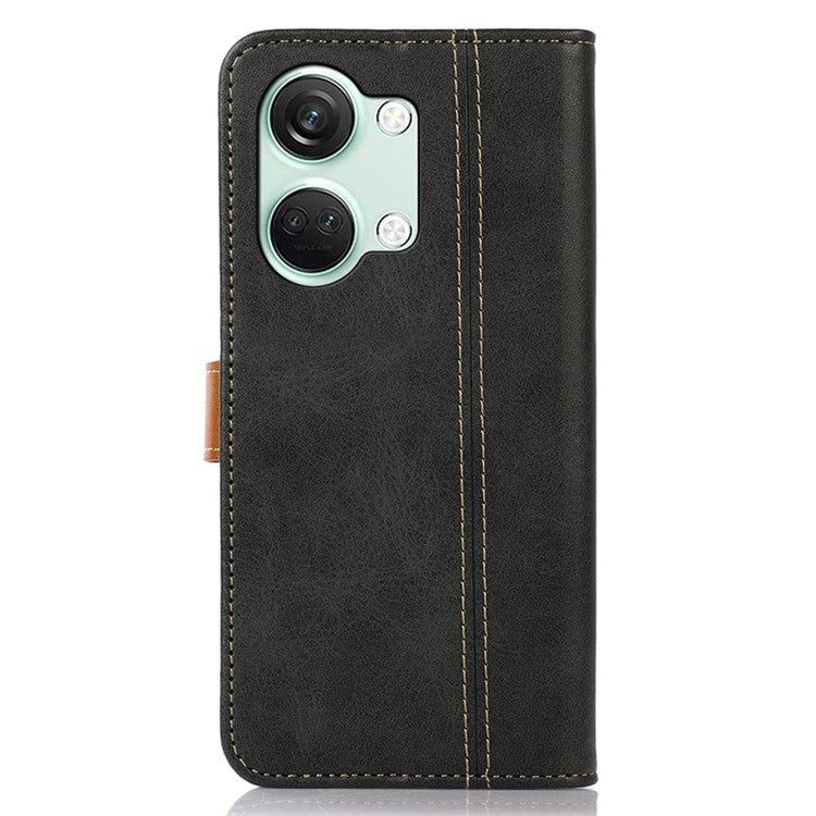 Phone Case for OnePlus Nord 3 5G / Ace 2V Calf Texture Foldable Stand Wallet Flip PU Leather Cover - Black