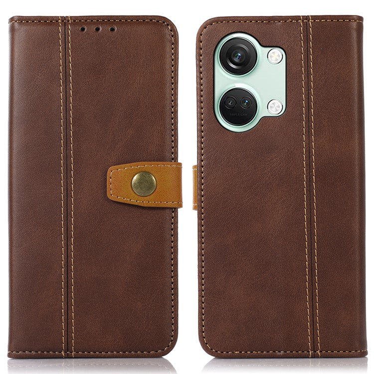 Phone Case for OnePlus Nord 3 5G / Ace 2V Calf Texture Foldable Stand Wallet Flip PU Leather Cover - Coffee
