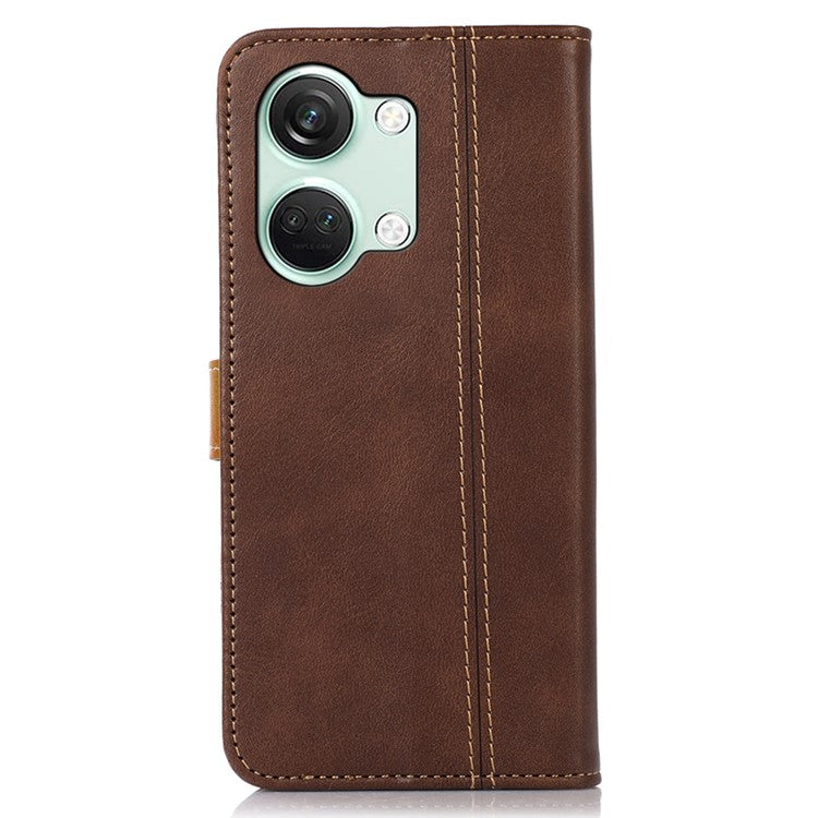 Phone Case for OnePlus Nord 3 5G / Ace 2V Calf Texture Foldable Stand Wallet Flip PU Leather Cover - Coffee