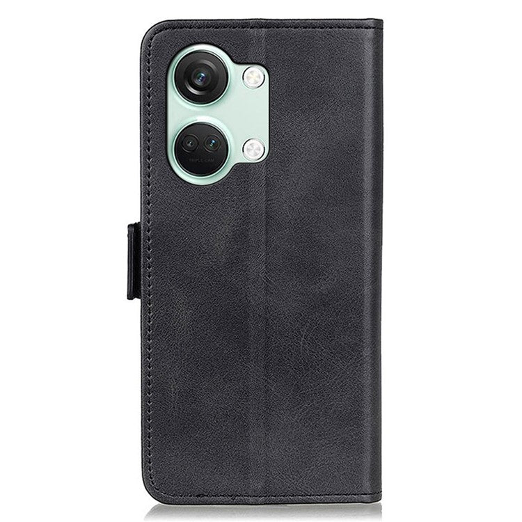 For OnePlus Nord 3 5G / Ace 2V Cowhide Texture Wallet Stand Phone Case PU Leather Cover Shell - Black