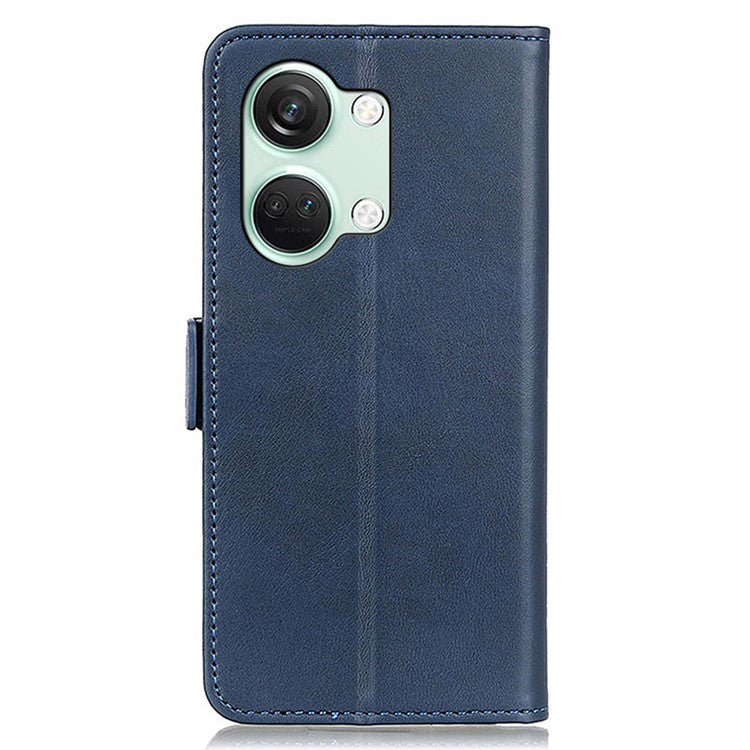 For OnePlus Nord 3 5G / Ace 2V Cowhide Texture Wallet Stand Phone Case PU Leather Cover Shell - Blue
