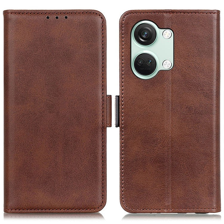 For OnePlus Nord 3 5G / Ace 2V Cowhide Texture Wallet Stand Phone Case PU Leather Cover Shell - Brown