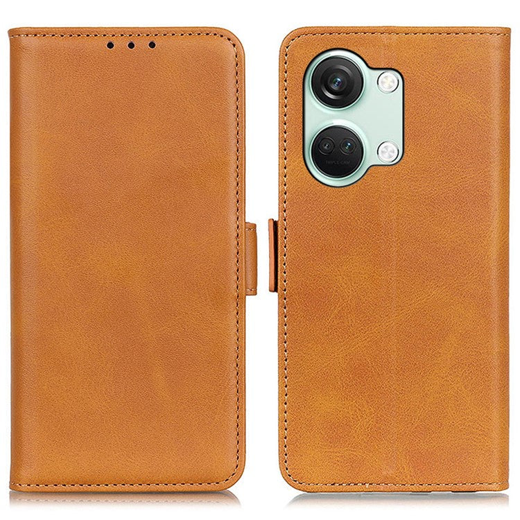 For OnePlus Nord 3 5G / Ace 2V Cowhide Texture Wallet Stand Phone Case PU Leather Cover Shell - Yellow