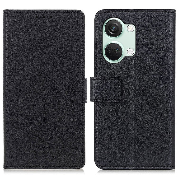 Wallet Phone Case for OnePlus Nord 3 5G / Ace 2V PU Leather TPU Inner Shell Stand Flip Cover - Black