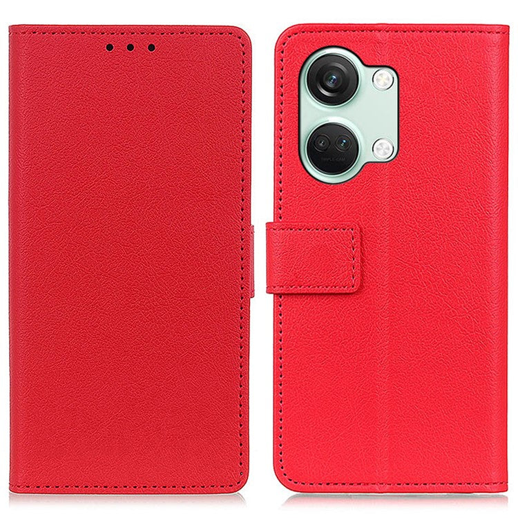 Wallet Phone Case for OnePlus Nord 3 5G / Ace 2V PU Leather TPU Inner Shell Stand Flip Cover - Red