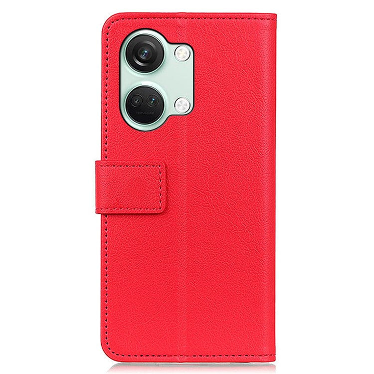Wallet Phone Case for OnePlus Nord 3 5G / Ace 2V PU Leather TPU Inner Shell Stand Flip Cover - Red