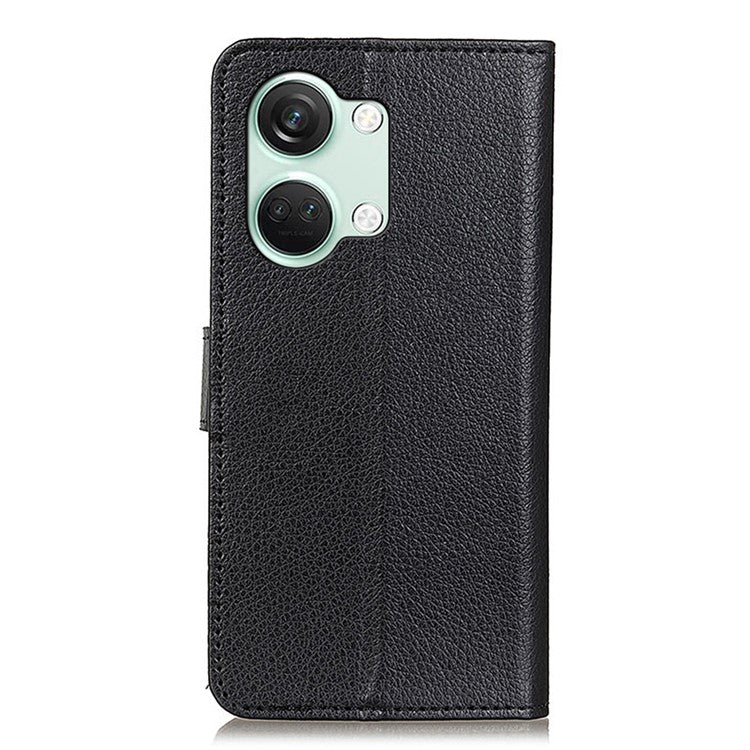 For OnePlus Nord 3 5G / Ace 2V Litchi Texture Wallet Stand Cover PU Leather Shockproof Phone Case - Black