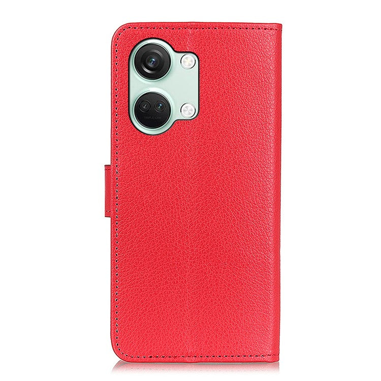 For OnePlus Nord 3 5G / Ace 2V Litchi Texture Wallet Stand Cover PU Leather Shockproof Phone Case - Red
