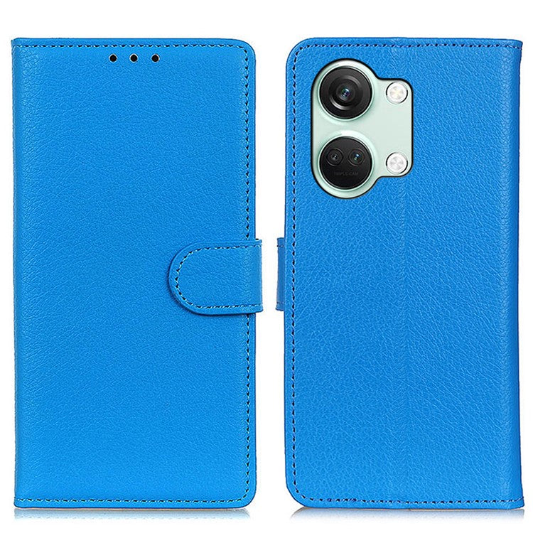 For OnePlus Nord 3 5G / Ace 2V Litchi Texture Wallet Stand Cover PU Leather Shockproof Phone Case - Blue