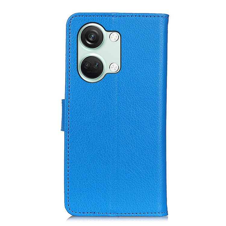For OnePlus Nord 3 5G / Ace 2V Litchi Texture Wallet Stand Cover PU Leather Shockproof Phone Case - Blue